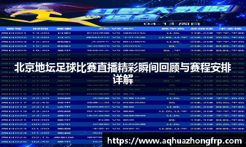 北京地坛足球比赛直播精彩瞬间回顾与赛程安排详解