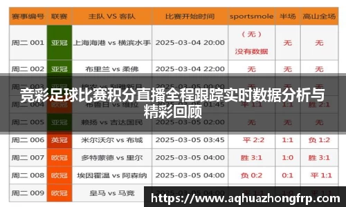 竞彩足球比赛积分直播全程跟踪实时数据分析与精彩回顾
