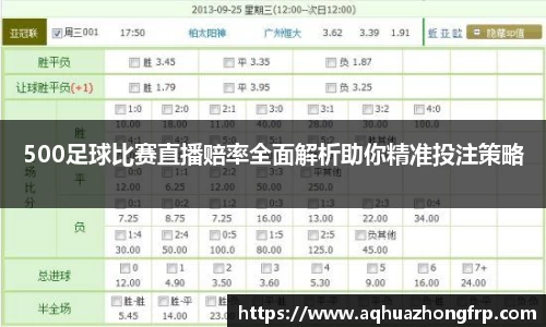 500足球比赛直播赔率全面解析助你精准投注策略